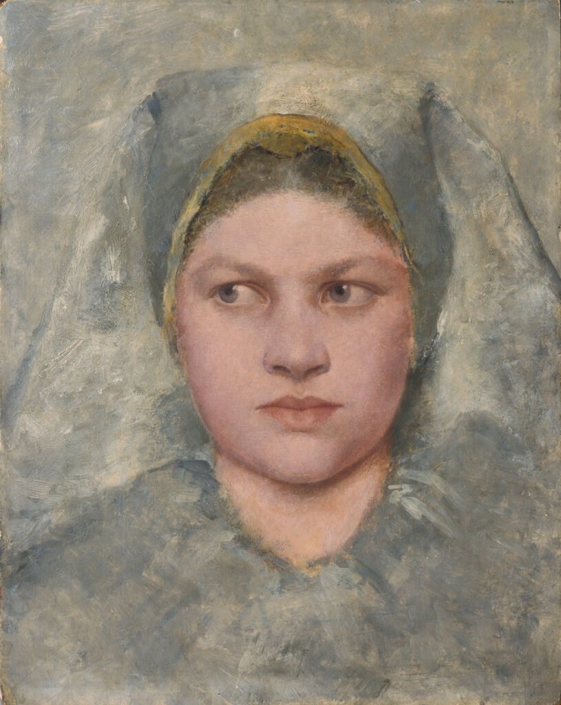 Head Study of a Girl from Haná (1883) - Gustav Klimt Tablo