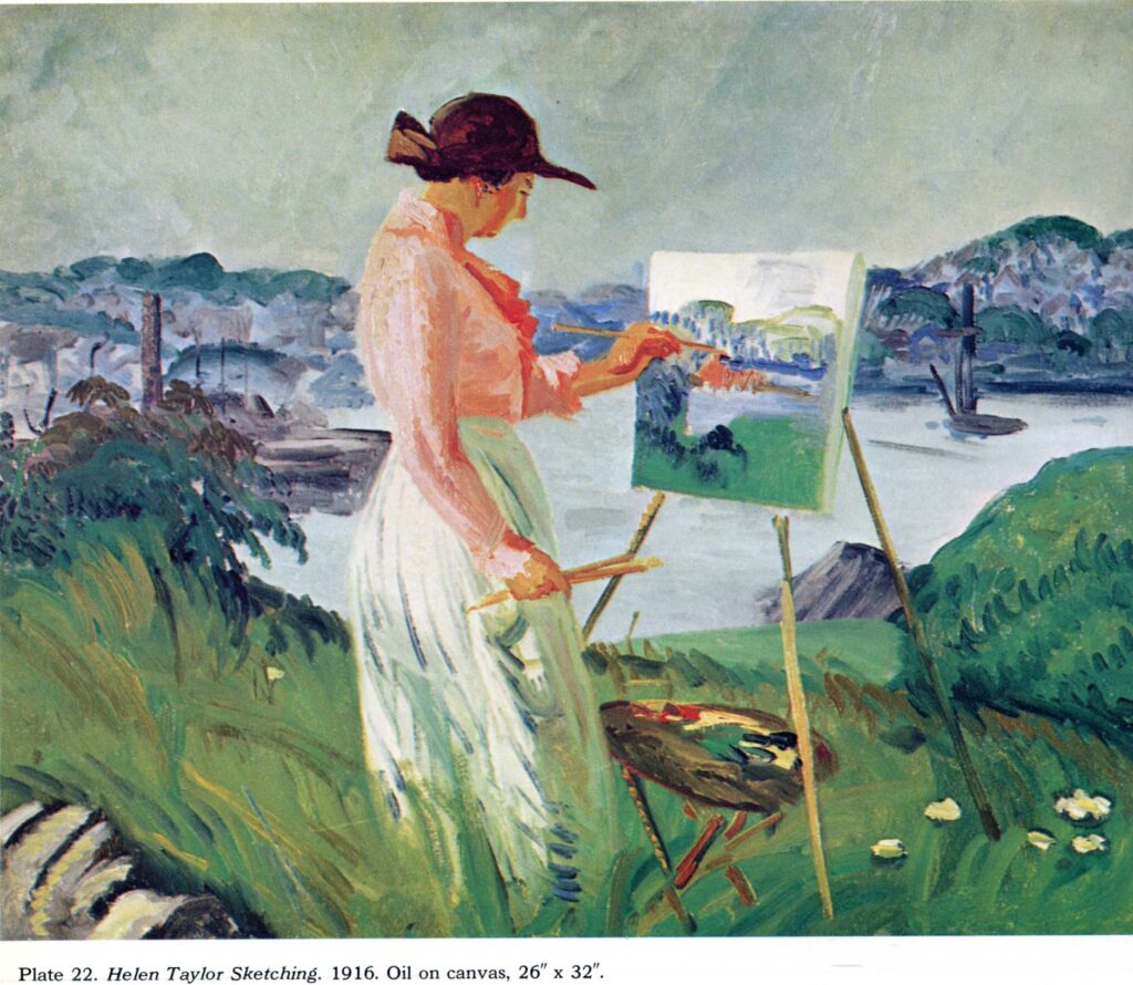 Helen Taylor Sketching (1916) - John French Sloan Tablo