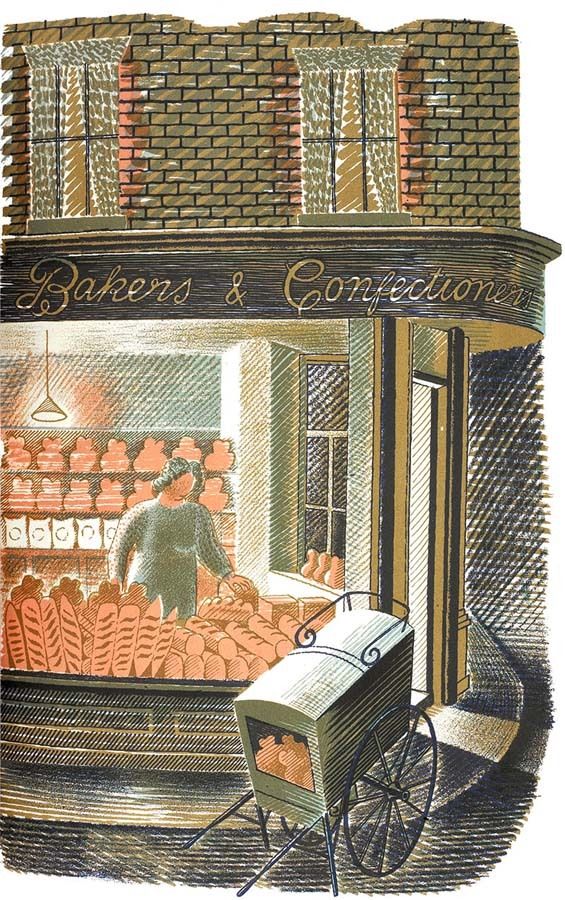 High Street. Baker and confectioner – Eric Ravilious Tablo