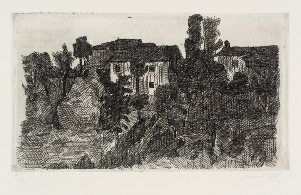 Hilltop at Evening (1928) - Giorgio Morandi Tablo