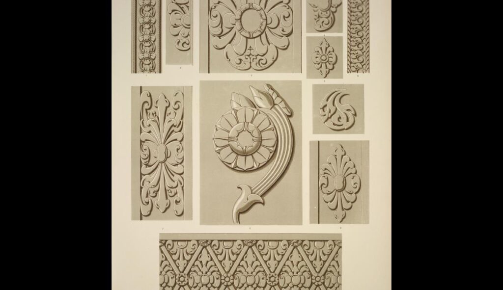 Hindoo Ornament no. 1. Ornaments from a statue at the Asiatic's Society House - Owen Jones Tablo