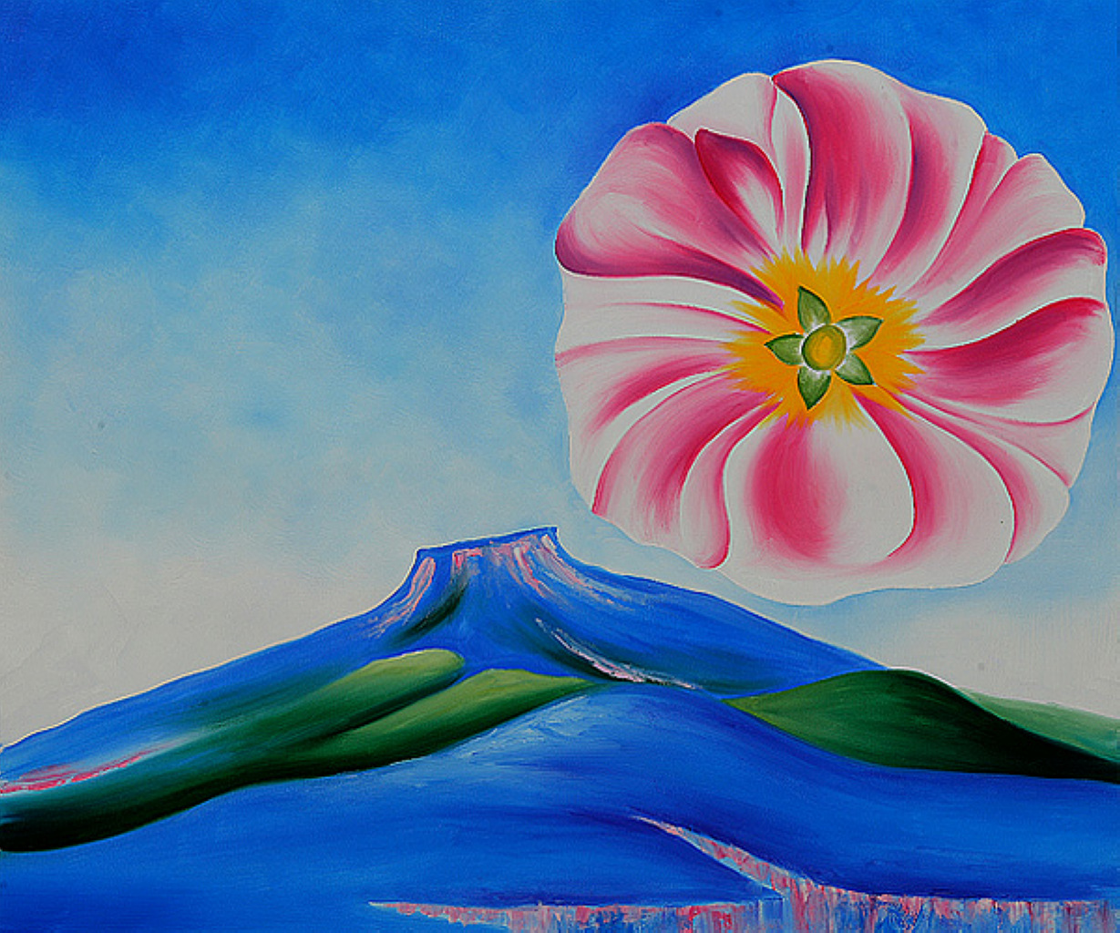 Hollyhock Pink with Pedernal (1937) - Georgia O'Keeffe Tablo