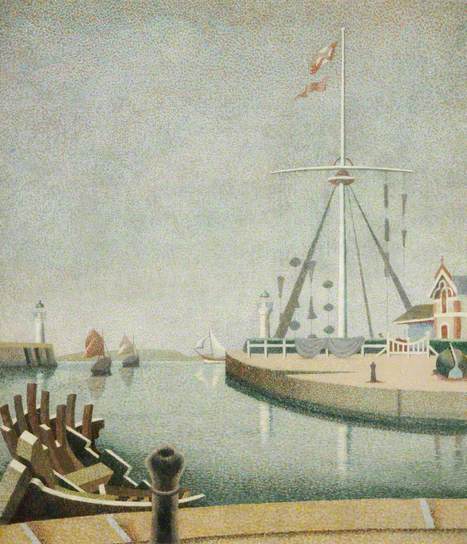 Honfleur, France, Entrance to the Harbour (1939) - Edward Wadsworth Tablo