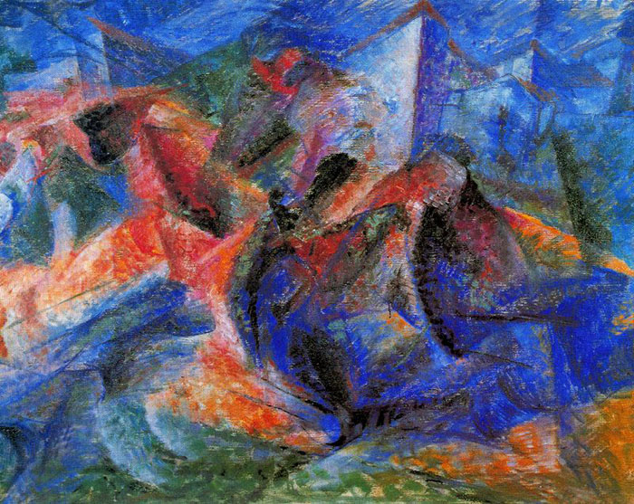 Horse+Rider+Houses (1914) – Umberto Boccioni Tablo