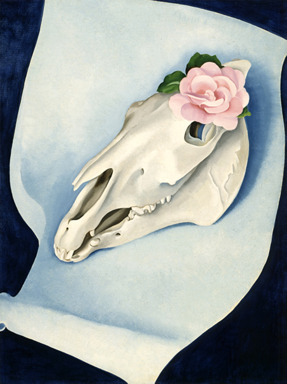 Horse’s Skull with Pink Rose (1931) - Georgia O'Keeffe Tablo