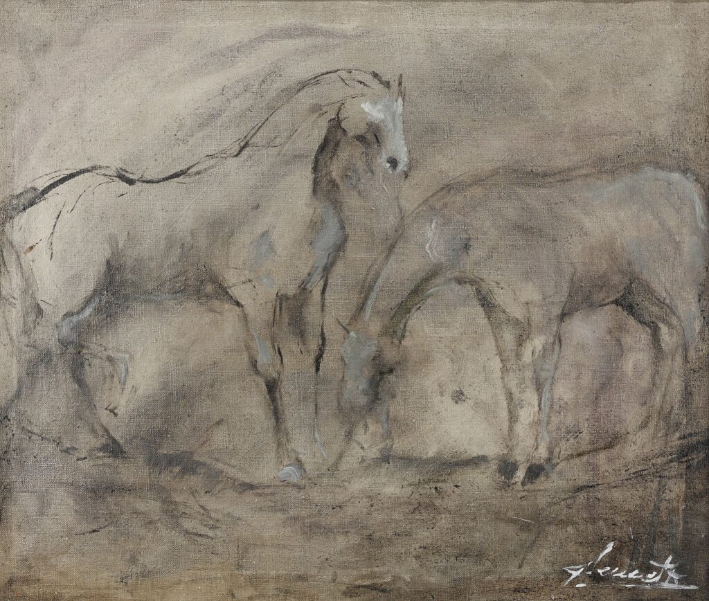 Horses whitegray I - Małgorzata Serwatka Tablo