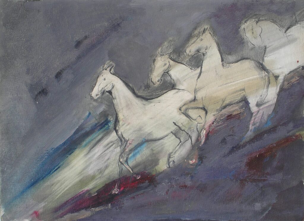 Horses whitepurple - Małgorzata Serwatka Tablo