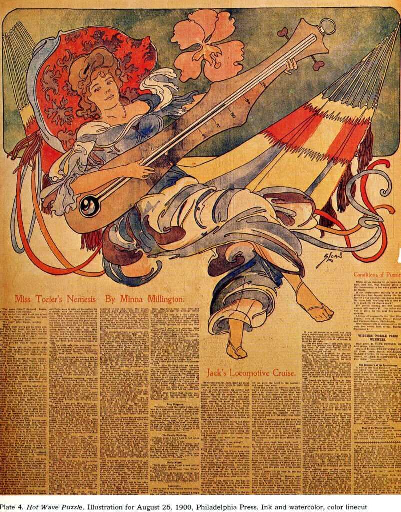 Hot Wave Puzzle. Illustration for Philadelphia Press (1900) - John French Sloan Tablo