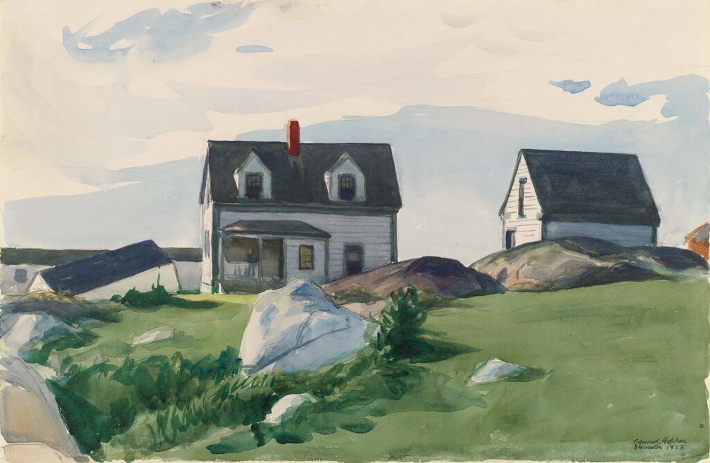 Houses of Squam Light, Gloucester (1923) - Edward Hopper Tablo