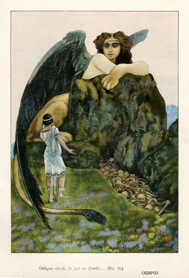 Illustration for Oidipus (1920) - Artuš Scheiner Tablo