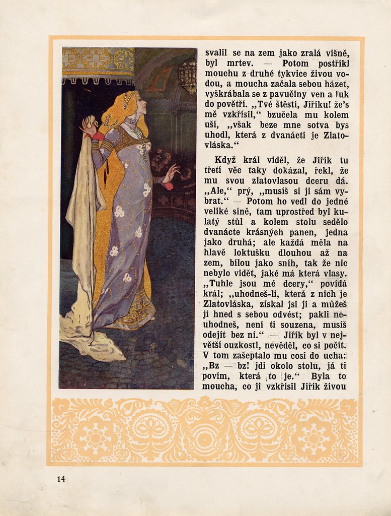 Illustration for Zlatovláska (1911) - Artuš Scheiner Tablo