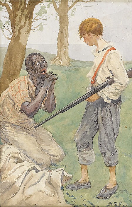 Illustration from Huckleberry Finn - Alan Stephens Foster Tablo