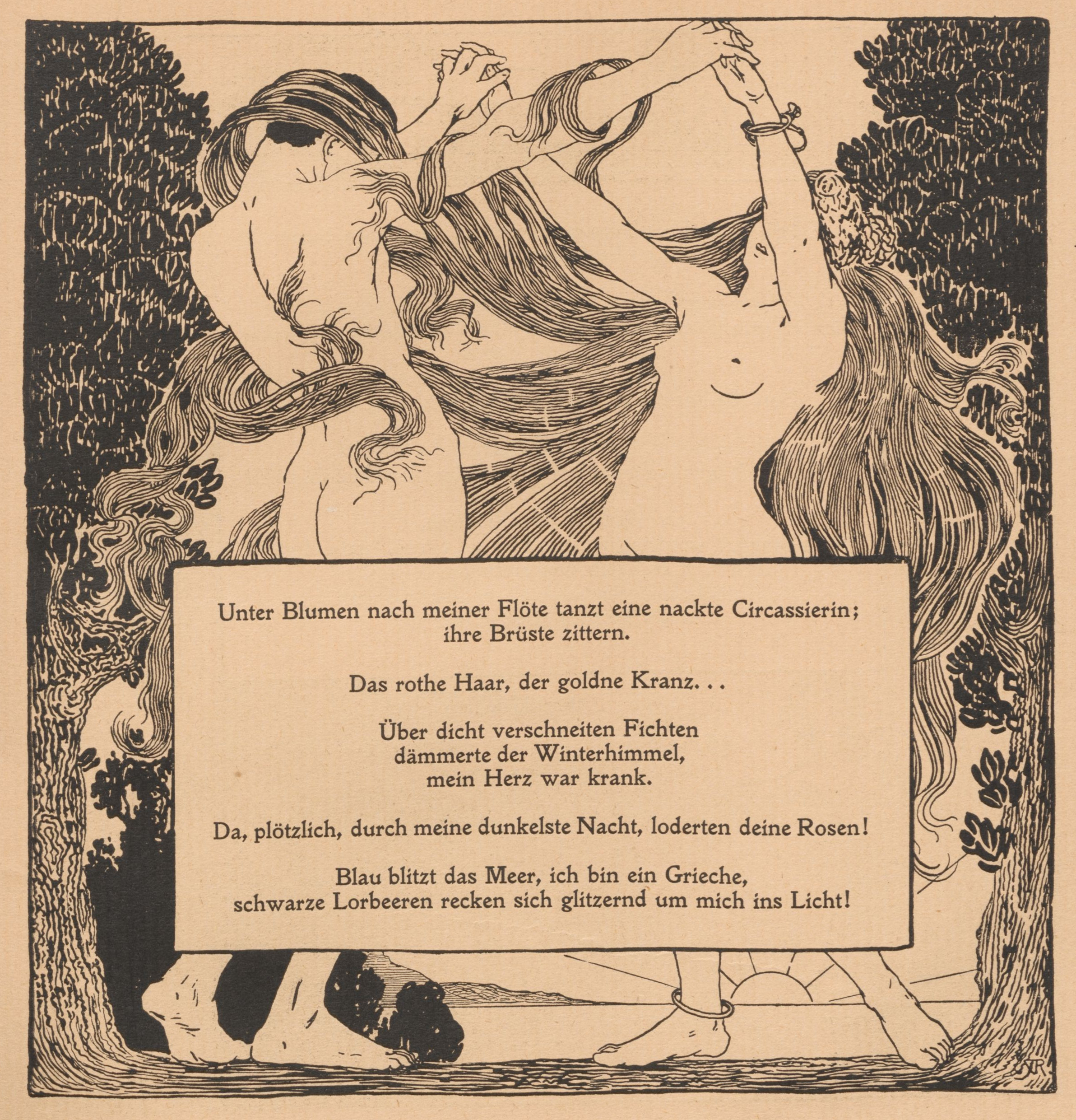 Illustration to a Poem by Arno Holz (1898) - Alfred Roller Tablo