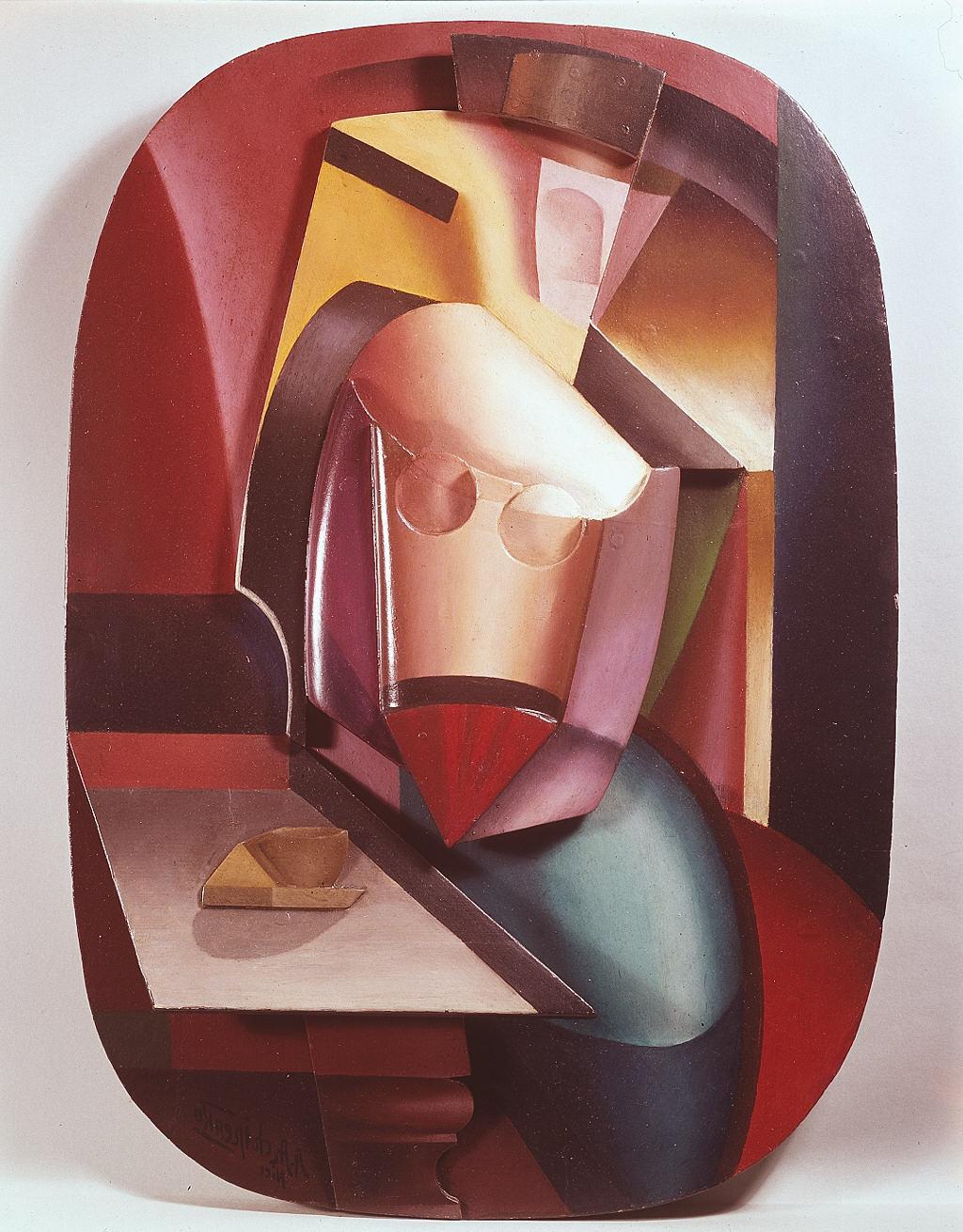 In the Cafe (Woman with Cup) (1915) - Olexandr Archipenko Tablo
