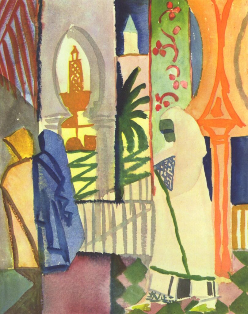 In the Temple Hall (1910) - August Macke Tablo