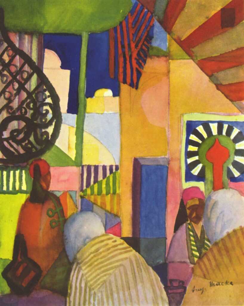 In the bazaar (1914) - August Macke Tablo