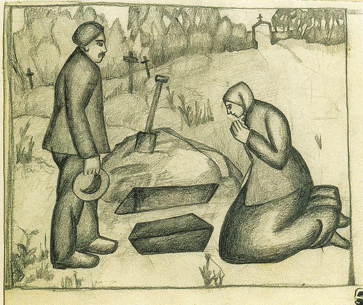 In the cemetery (1911) - Kazimir Malevich Tablo
