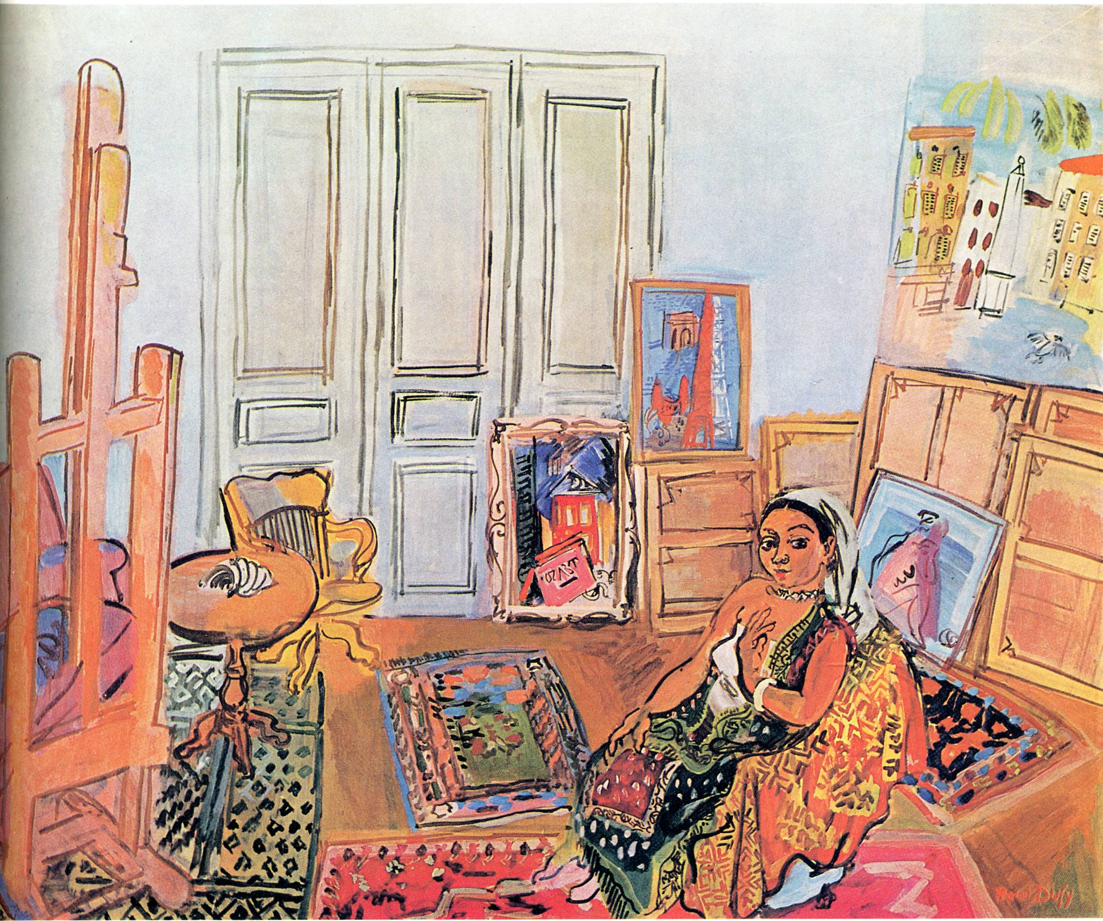 Indian Model in the Studio at l'impasse Guelman (1928) - Raoul Dufy Tablo