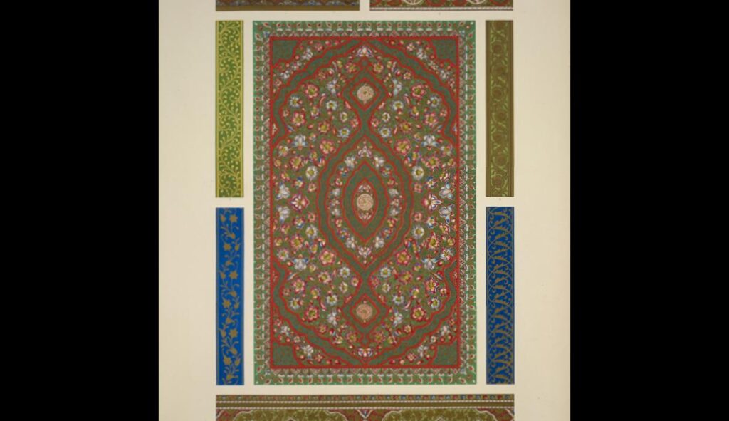 Indian Ornament no. 5. Specimens of painted lacquer work at the collection at the India House - Owen Jones Tablo