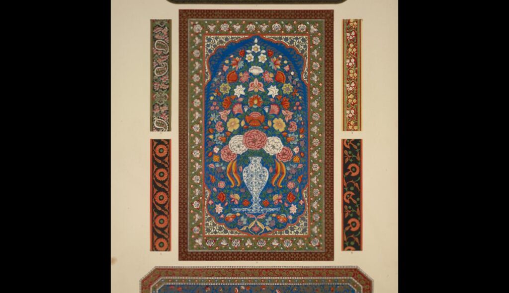Indian Ornament no. 6. Specimens of painted lacquer work at the collection at the India House - Owen Jones Tablo