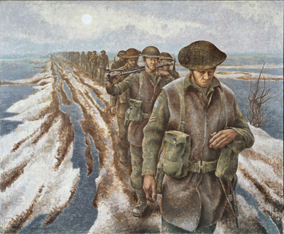 Infantry at Nijmegen - Alex Colville Tablo
