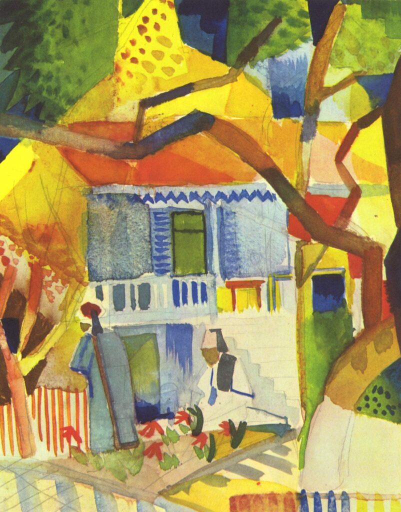 Inner courtyard of house in St. Germain (1914) - August Macke Tablo