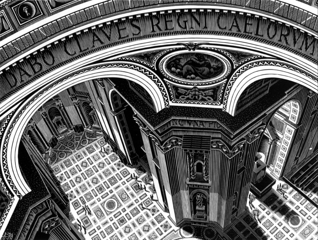 Inside St. Peter's, Rome (1935) - M. C. Escher Tablo
