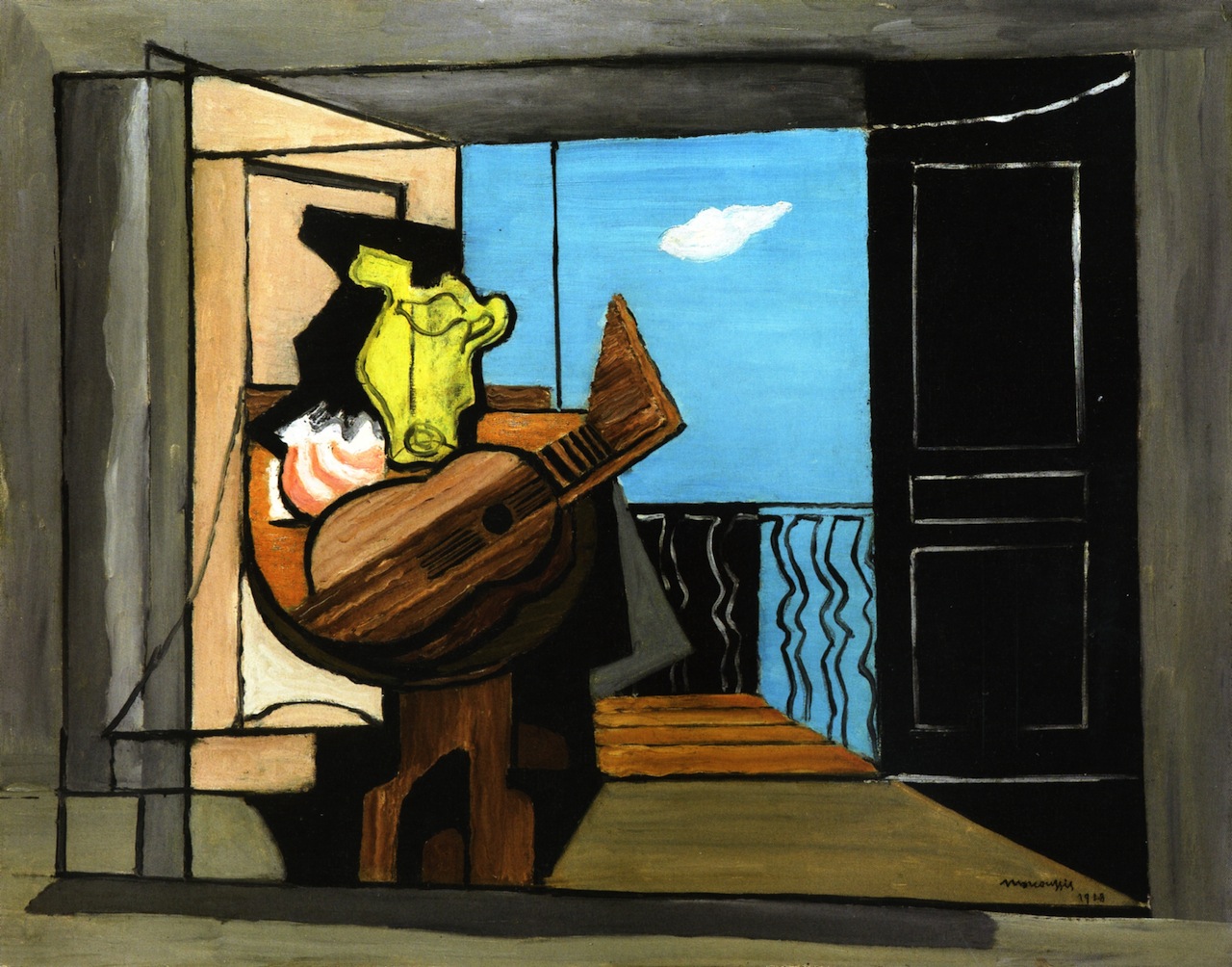 Interior with Balcony (1928) - Louis Marcoussis Tablo