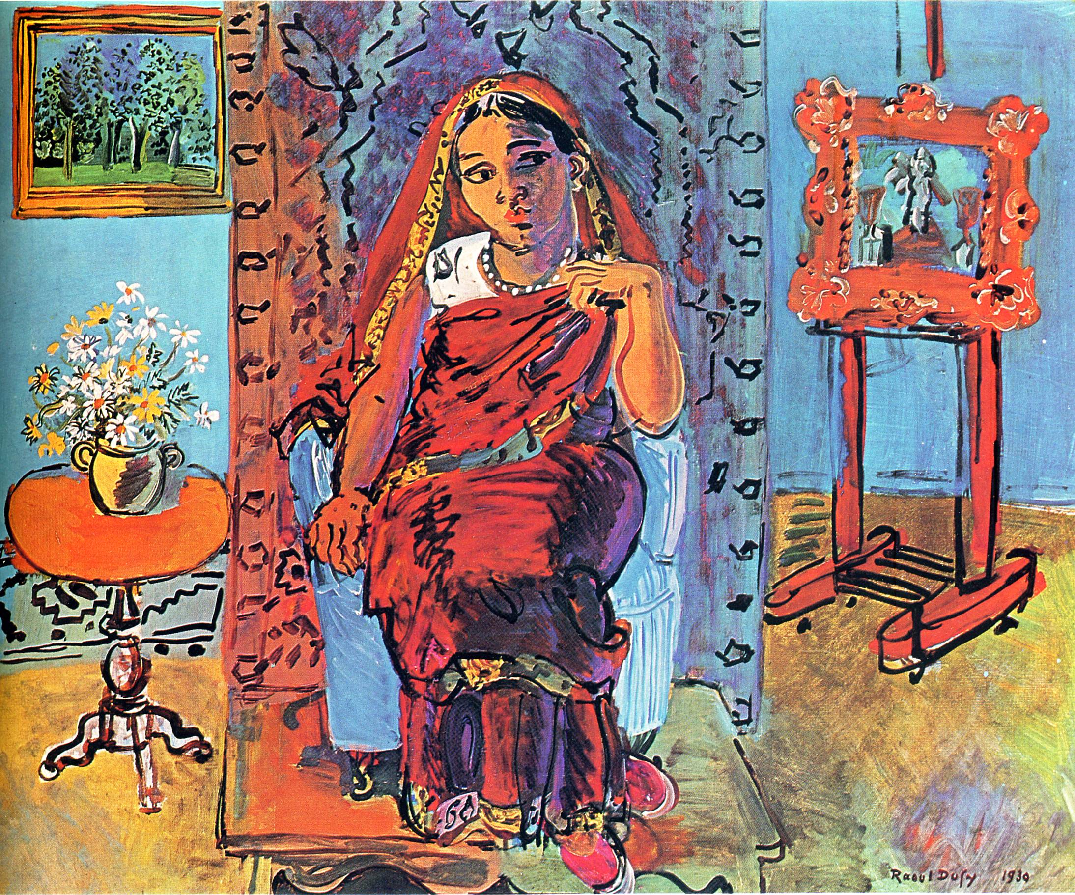 Interior with Indian Woman (1930) - Raoul Dufy Tablo