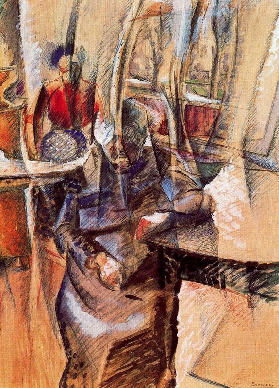 Interior with Two Female Figures – Umberto Boccioni Tablo