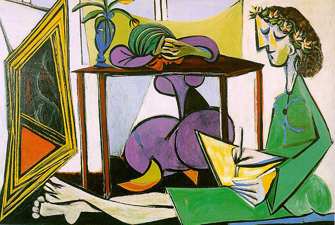 Interior with girl drawing (1956) - Pablo Picasso Tablo