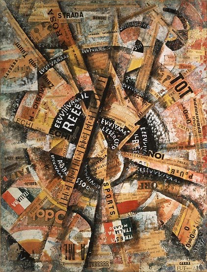 Interventionist Demonstration (Patriotic Holiday Freeword Painting) (1914) – Carlo Carrà Tablo
