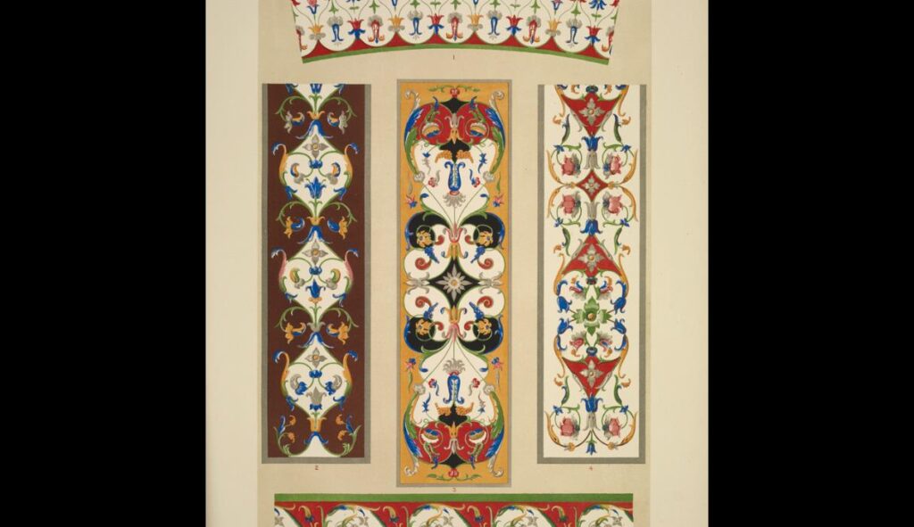 Italian Ornament no. 3. Ornaments from the Palazzo Ducale, and the Church of St. Andrea, Mantua – Owen Jones Tablo