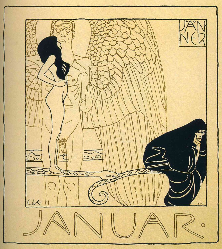 Januar (1901) - Gustav Klimt Tablo