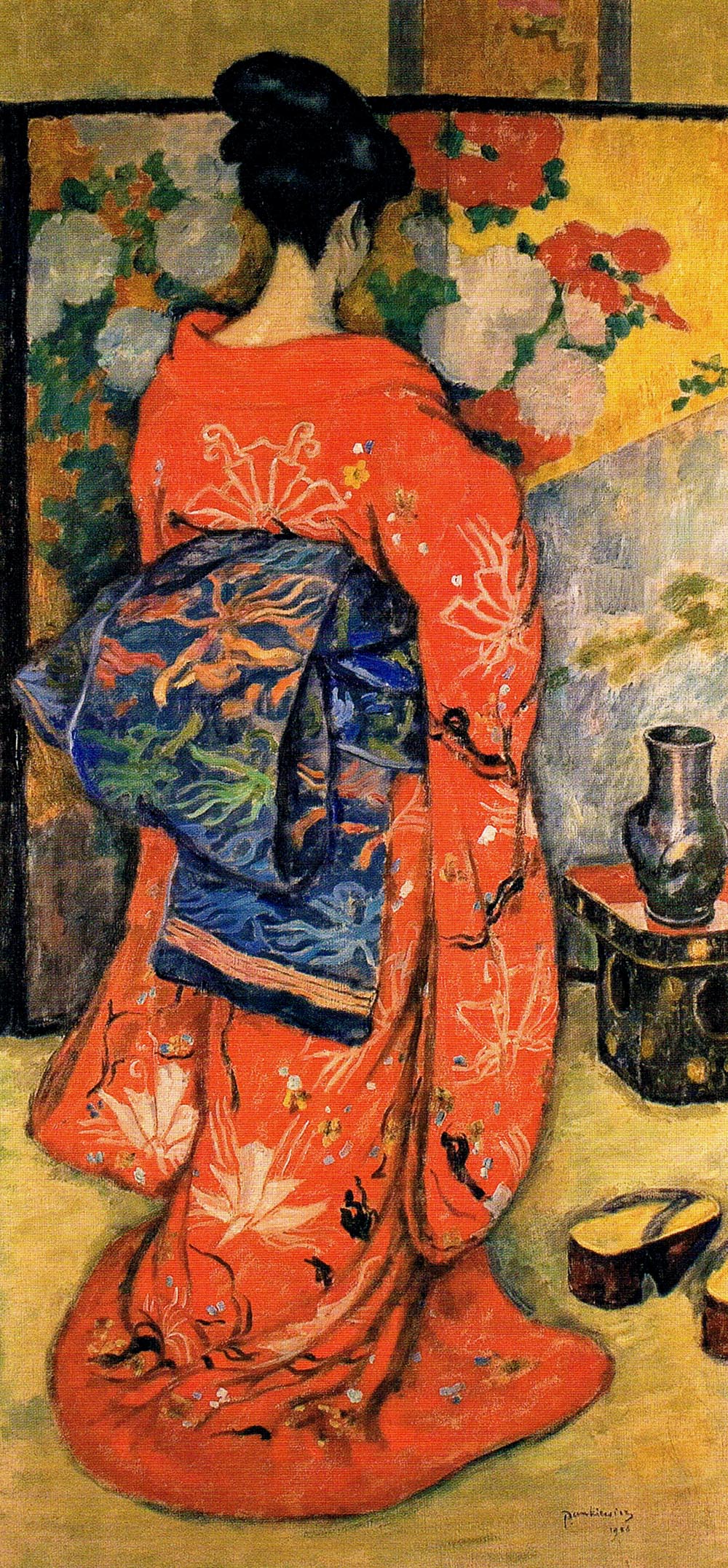 Japanese Woman with a Fan (1908) - Józef Pankiewicz Tablo
