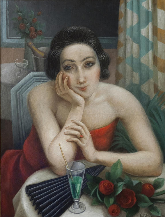 Jeune Femme Pensive aux Roses Rouges (1923) - Jean Metzinger Tablo