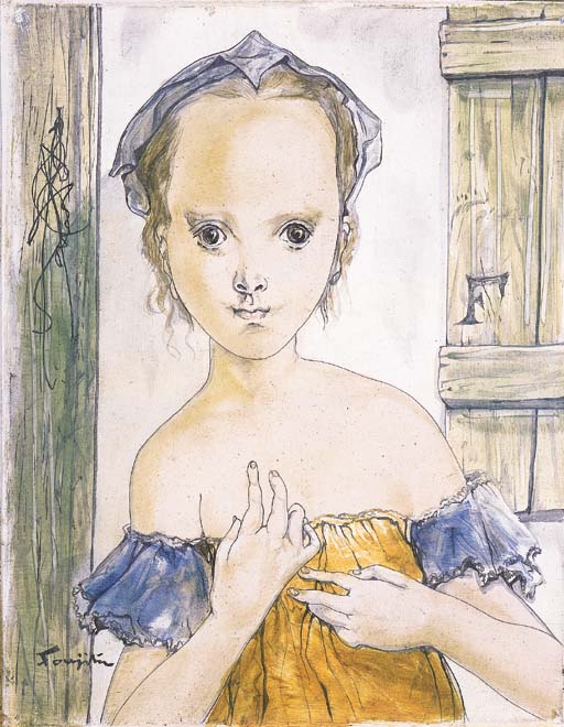 Jeune fille aux épaules nues (1953) – Tsuguharu Foujita Tablo