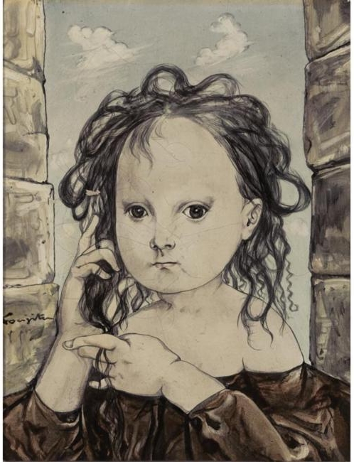 Jeune fille en jupe brune (1954) – Tsuguharu Foujita Tablo