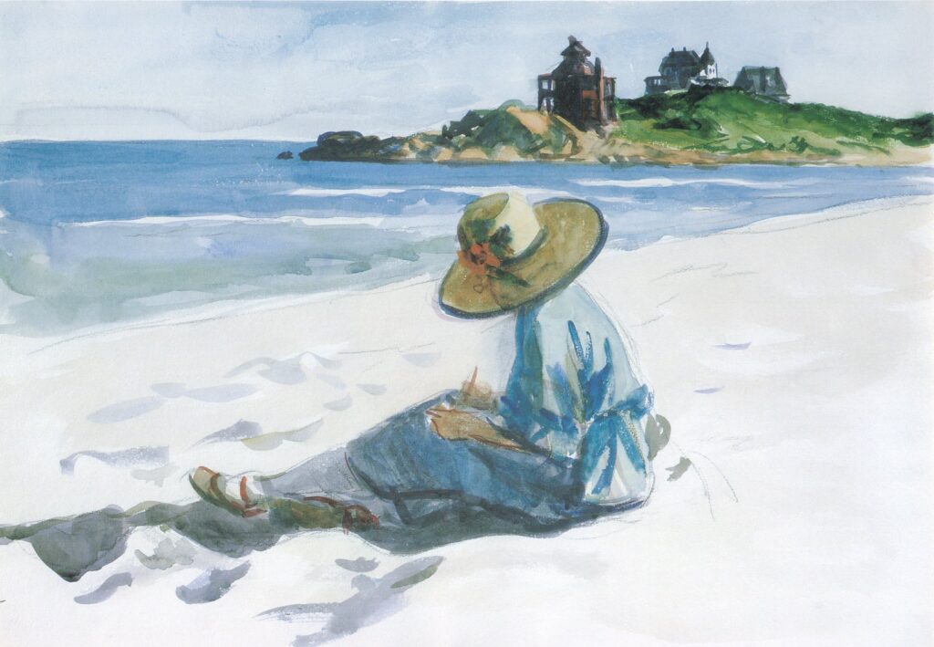 Jo Sketching at Good Harbour Beach (1923) - Edward Hopper Tablo