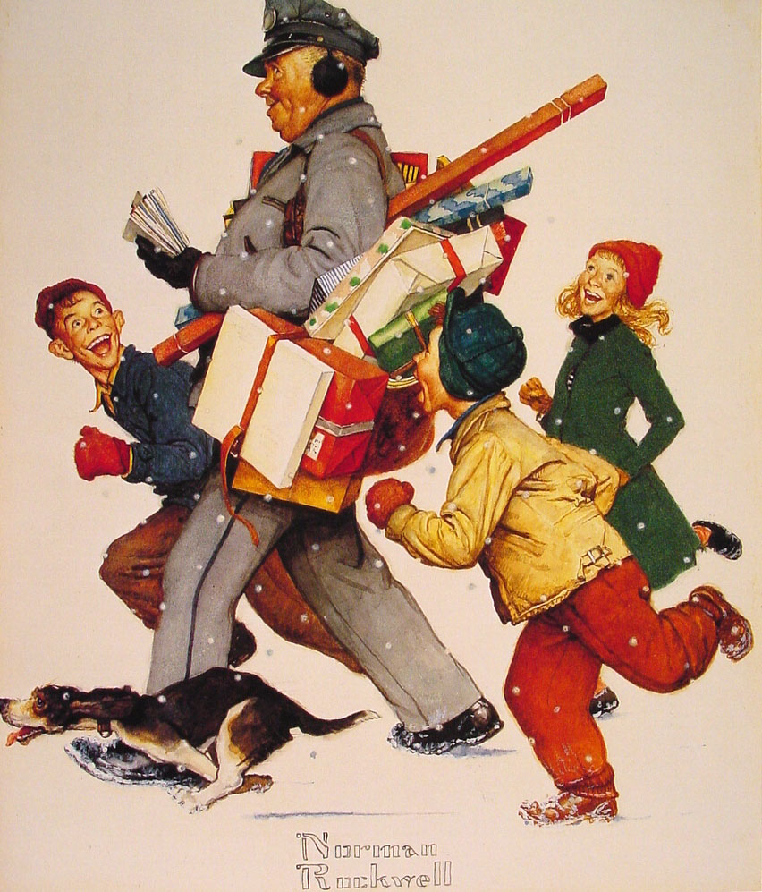 Jolly Postman (1949) - Norman Rockwell Tablo