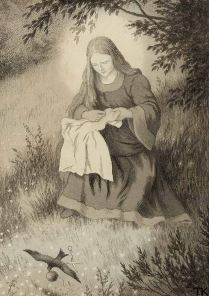 Jomfru Maria Og Svalen - Theodor Severin Kittelsen Tablo