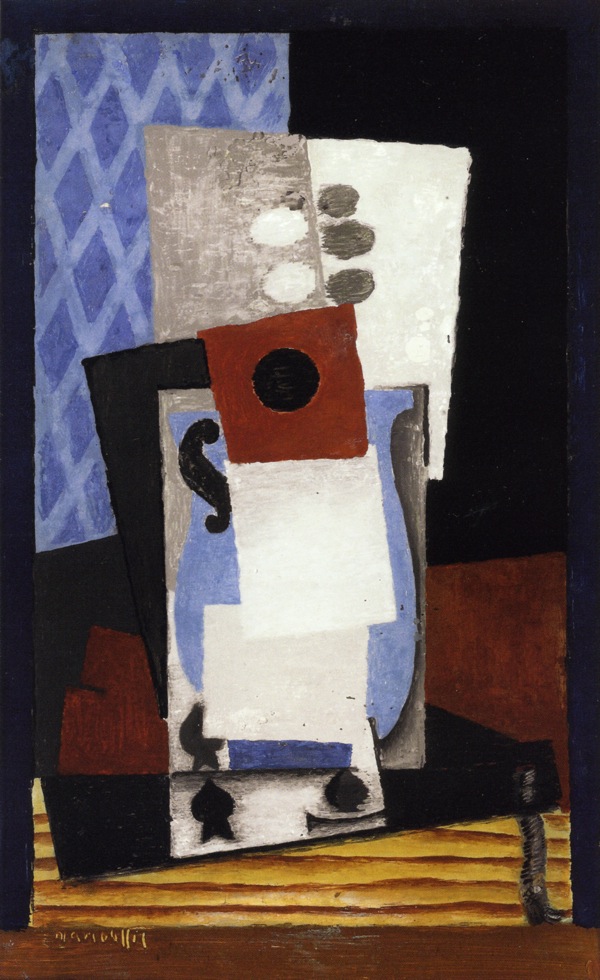 Jug and Card (1919) - Louis Marcoussis Tablo