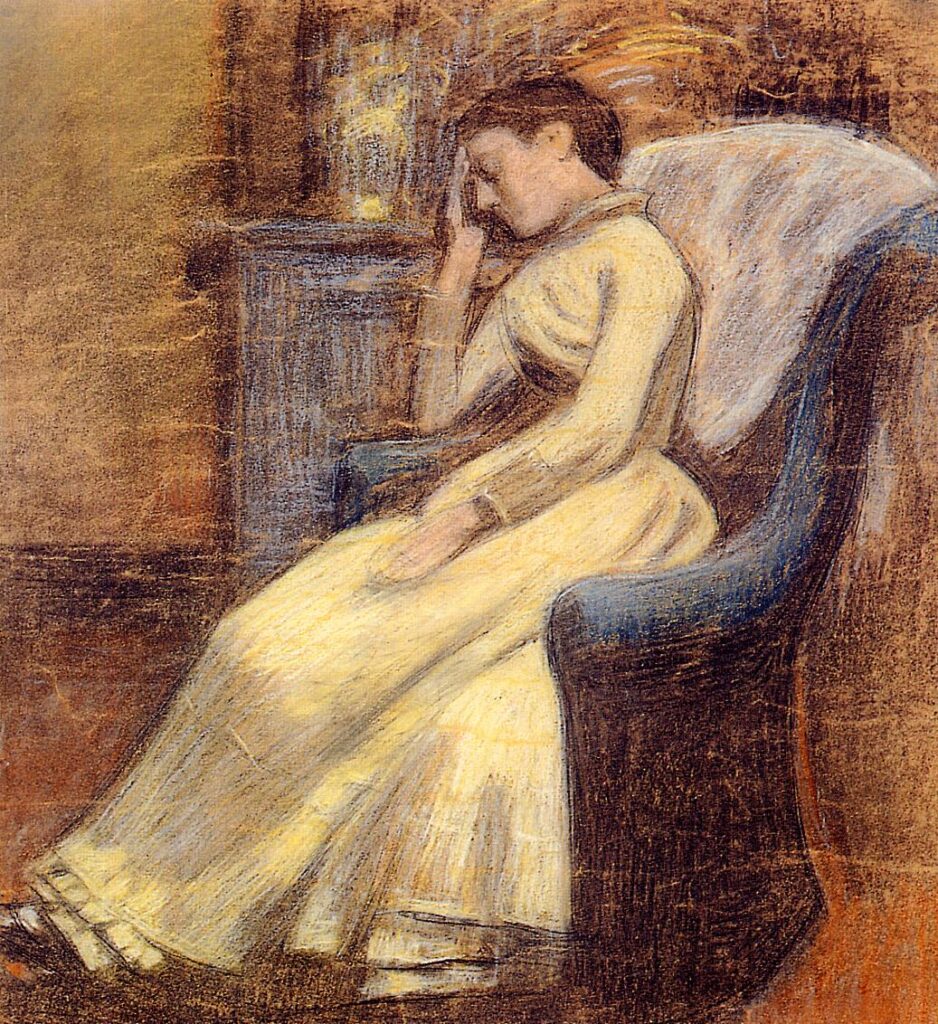 Julie Lemmen Sleeping in an Armchair - Georges Lemmen Tablo