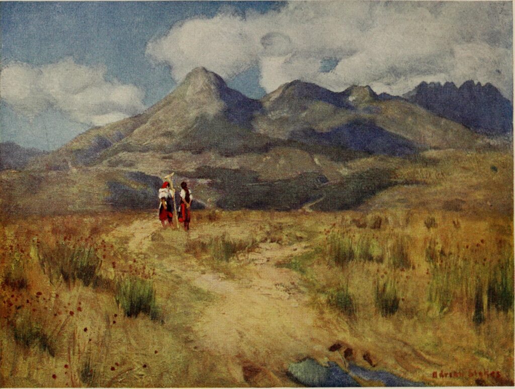 KRIVAN, SEEN FROM NEAR VAZSECZ (1909) - Marianne Stokes Tablo