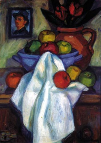 Kmetty Still Life with Self Portrait - Kmetty János Tablo