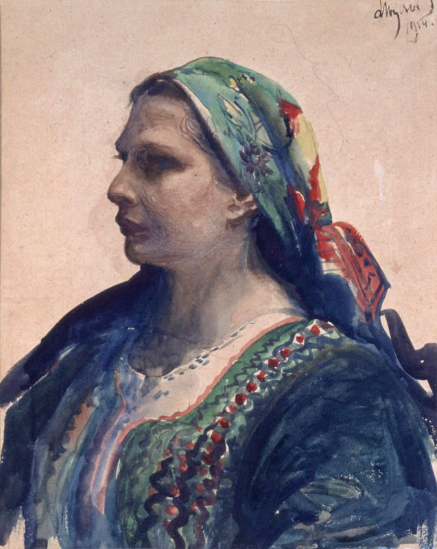 Kobieta W Stroju Krakowskim (1914) - Leon Wyczółkowski Tablo