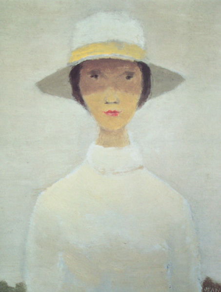 La femme au chapeau blanc - Jean Paul Lemieux Tablo