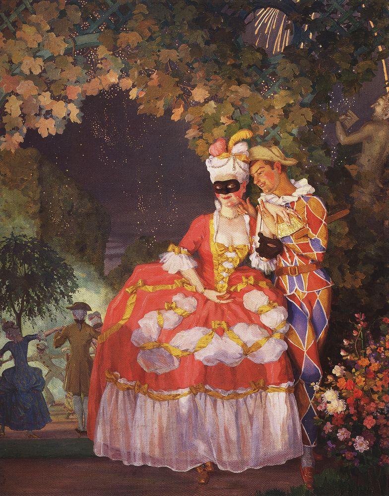 Lady and Harlequin (1921) – Konstantin Somov Tablo