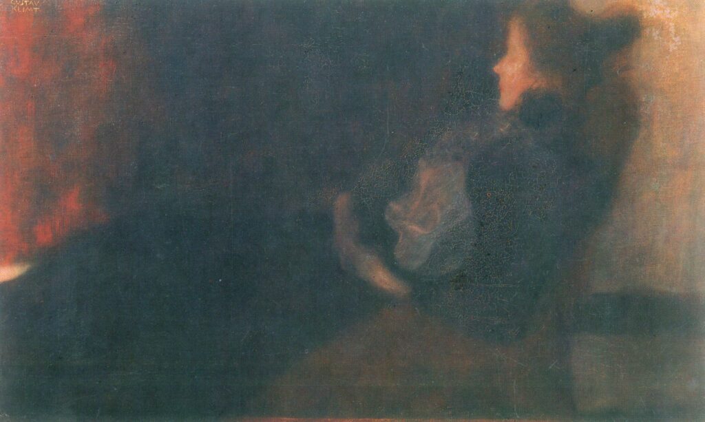 Lady by the Fireplace (1897) - Gustav Klimt Tablo