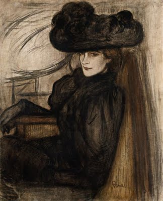 Lady with Black Veil (1896) - József Rippl-Rónai Tablo